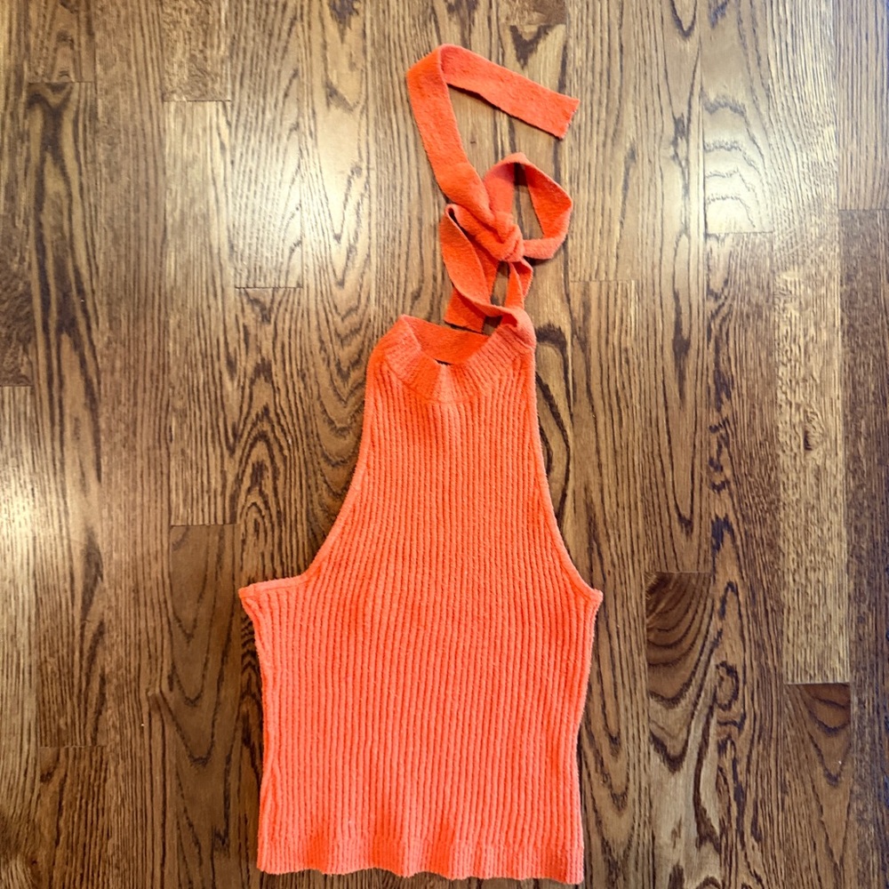 Orange Ribbed Backless Tank Top university of Tennessee size Medium